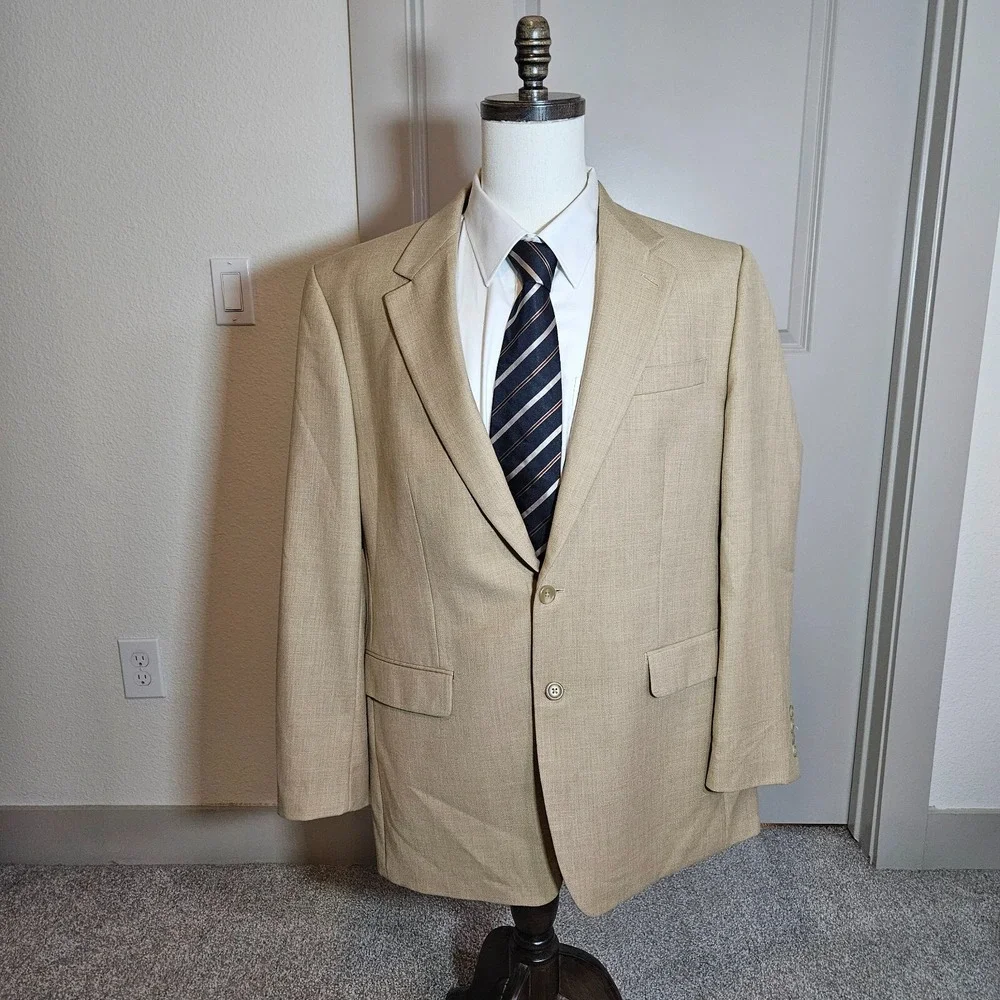 Lauren Ralph Lauren Blazer Sport Coat Suit Men 43L 2-Button Beige